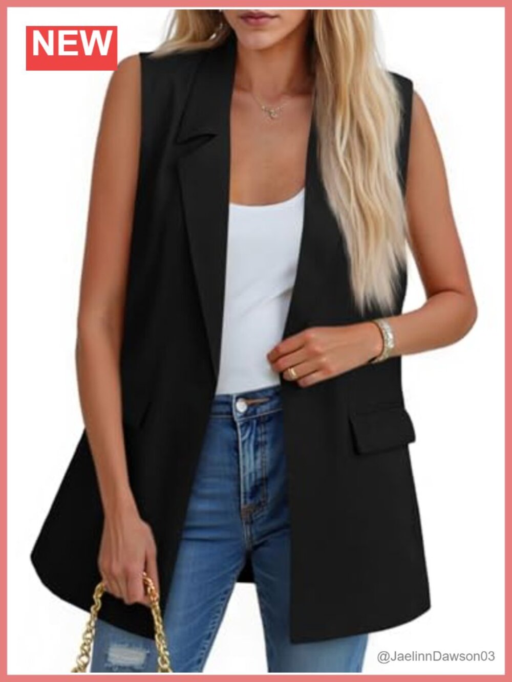Sleeveless Blazer Vest Casual Work Office Suit Jacket